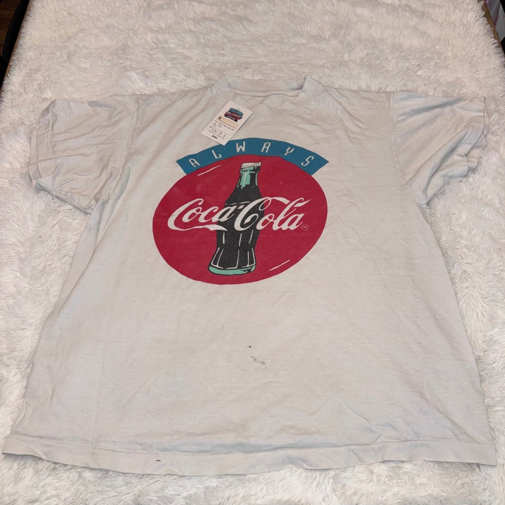 Coca-Cola Graphic T-Shirt Mens XL White Good Always Coke Bottle Single Stitch